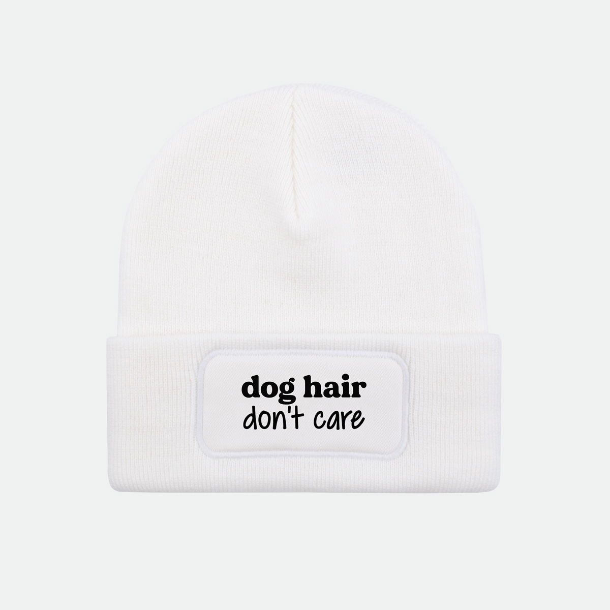 dog hair, don't care, muts beanie, bedrukking, grappig, fun, dog mom, dog dad, hondenbaasje